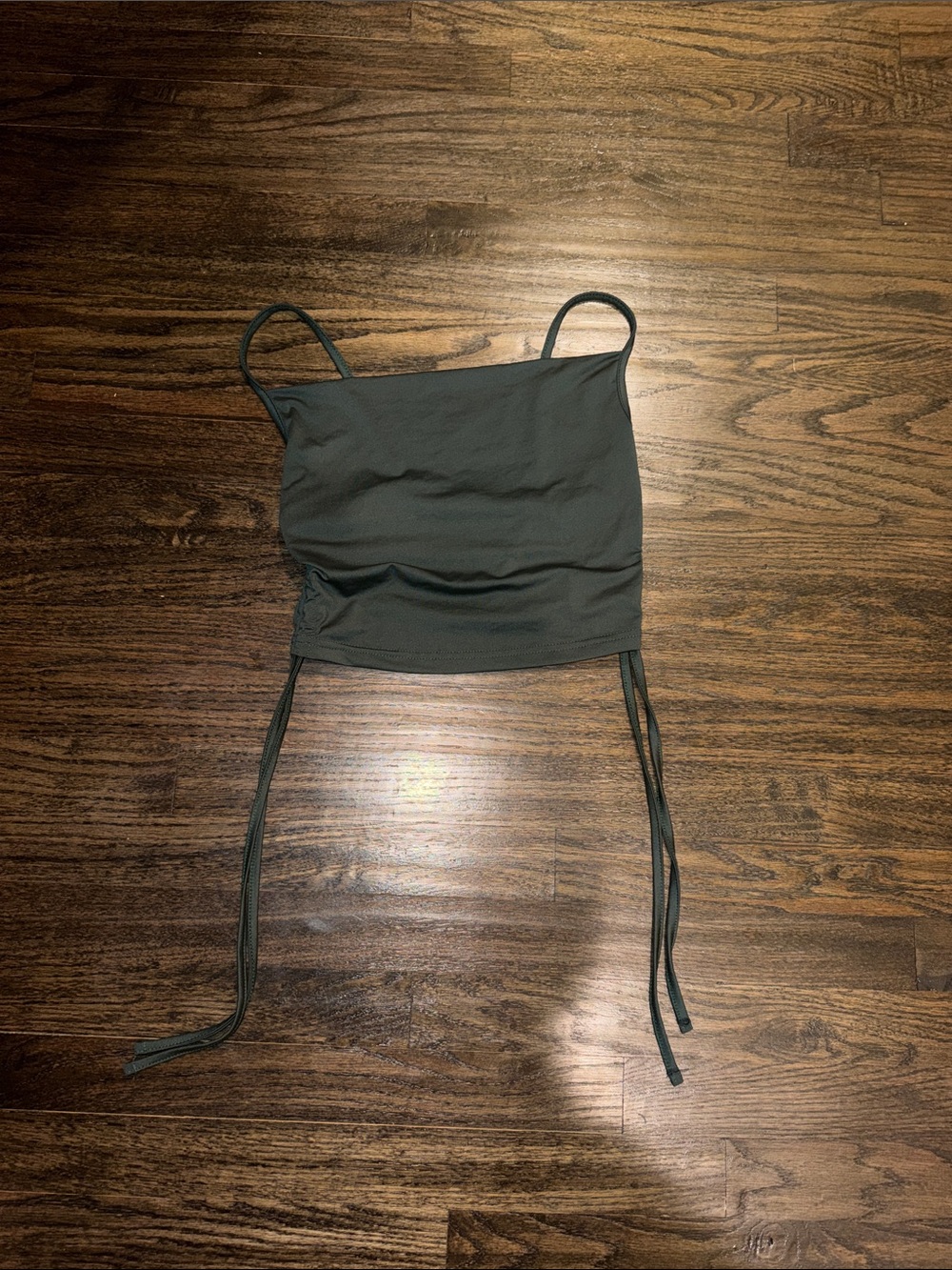 Amazon Women's Olive Green Crop Tank Top with Side Ties